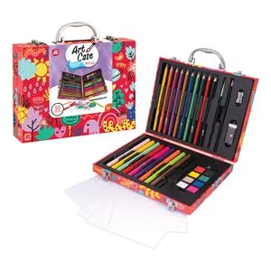Kit de Colorat Multicolor din Lemn cu 50 Accesorii