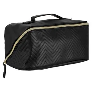 Portfard cu Maner, 2 Compartimente, Fermoar Diagonal, 27x12x12cm, Negru