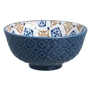 Bol de Portelan Albastru cu Modele Reliefate - Design Decorativ