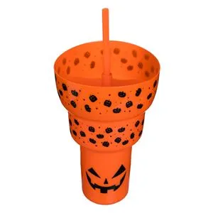 Pahar pentru băuturi cu compartimente pentru gustări, Halloween, Portocaliu, Ø14.5x22.5cm