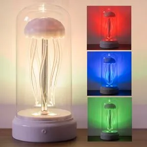 Lampă de veghe LED Meduza cu lumini colorate, rotativă, Ø10x20cm