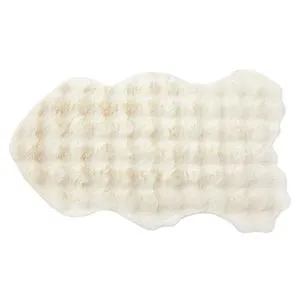 Covoraș decorativ din blană artificială, formă de animal, ecru, 100x60 cm