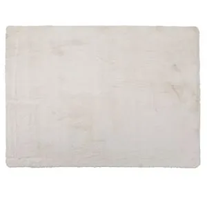 Covor Decorativ Alb din Imitație de Blană Rabbit, 190x140 cm