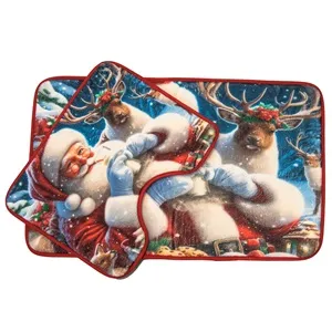 Set Covoras Baie Crăciun cu Model Santa Claus - 2 buc