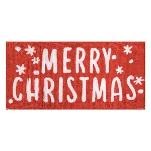Covoras Baie de Craciun Rosu cu Mesaj Merry Christmas 90x45cm