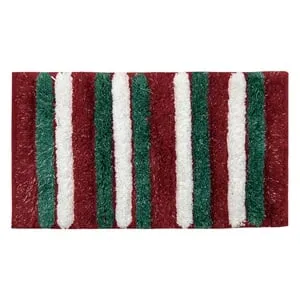 Covoras Decorativ de Crăciun cu Dungi și Lurex Argintiu