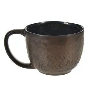 Ceașcă ceramică 400 ml cu model bronz și interior neted – poza 3