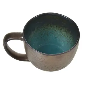 Ceașcă ceramică 400 ml cu model bronz și interior neted – poza 4
