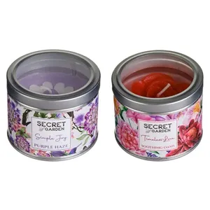 Lumânare Decorativă Parfumată în Cutie Metalică cu Aromă de Trandafir și Lavandă – poza 3