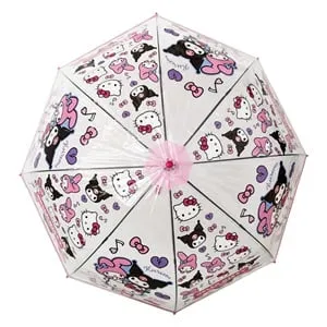 Umbrelă automată fucsia Hello Kitty și Kuromi pentru copii – poza 2