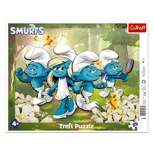Puzzle cu Strumfii și Strumpfita în Pădure, 25 de piese, Multicolor
