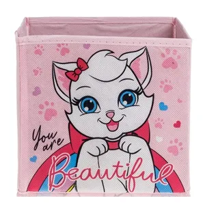 Cutie de depozitare roz cu model pisică și curcubeu, 20x20x20 cm – poza 3