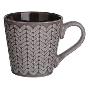 Cana Ceramica Mini Maro Bej cu Frunze Reliefate Glaze