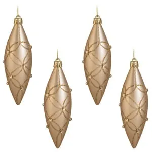 Set Ornamente de Crăciun Sampanie cu Glitter și Pietre