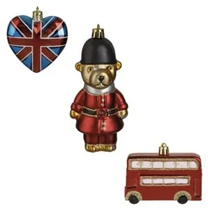 Set Ornamente de Craciun Inima Ursulet Autobuz England - 3 buc