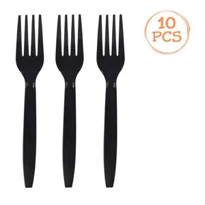 Furculite reutilizabile de petrecere din plastic negru