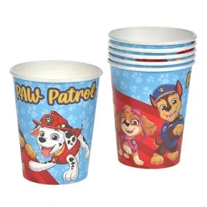 Set pahare petrecere Paw Patrol 6 bucăți carton bleu roșu