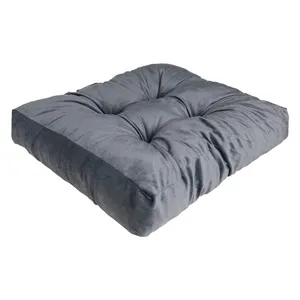 Pernă de podea gri velvet 43x43cm, cu mâner, pentru living și dormitor – poza 3