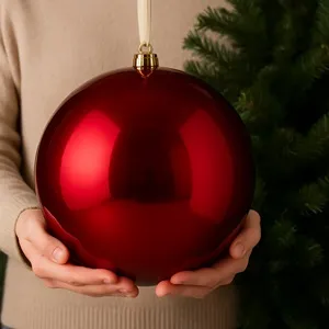 Glob Ornament Brad de Craciun Rosu Lucioas – poza 3