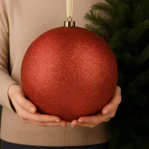 Glob decorativ de Craciun roșu cu glitter Ø20cm