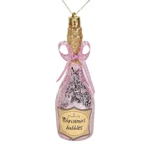 Ornamen de Crăciun Sticlă Sampanie Roz cu Glitter Aur