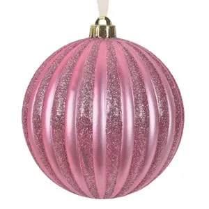 Glob Decorativ de Crăciun pentru Brad Roz Mat cu Sclipici