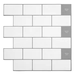 Autocolant de perete 3D Model Caramizi Alb 30x30 cm