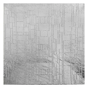 Platou Decorativ Patrat Argintiu cu Model Liniar 30x30cm