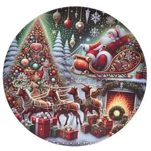 Platou Decorativ Rotund de Crăciun Vintage din Plastic