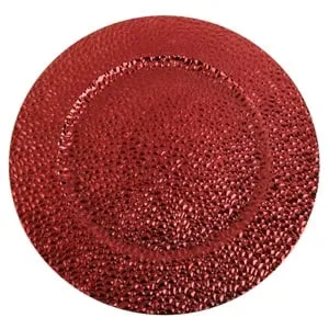 Platou Decorativ Rotund Rosu cu Model Diamant Ø40cm
