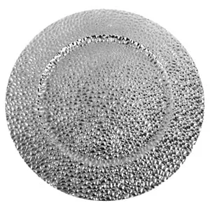Platou Decorativ Rotund Argintiu cu Model Diamond Ø40cm