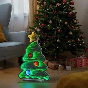 Lampa Decorativă de Crăciun Brad cu Efect Infinit și LED