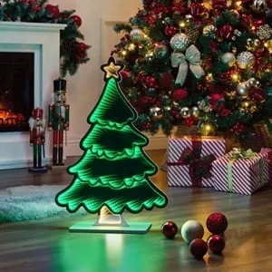 Lampa Decorativa de Craciun Brad cu Efect Infinit & LED