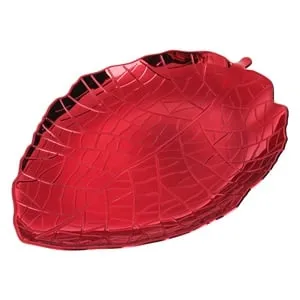 Platou Decorativ Rosu în Forma de Frunză – Accesoriu pentru Casă