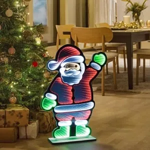 Lampa Decorativa Oglindă Mos Craciun cu Efect Infinit LED