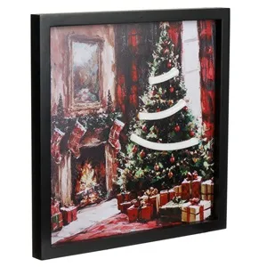 Tablou de Craciun Vintage cu LED Neon Brad și USB