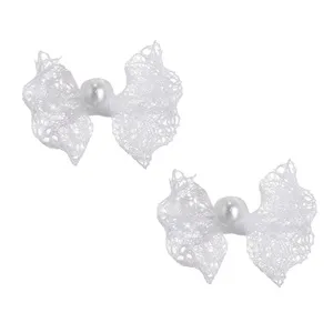 Fundite cu Elastic pentru Câini, 4 cm, Set 2 buc, Albe cu Dantelă și Mărgea – poza 3