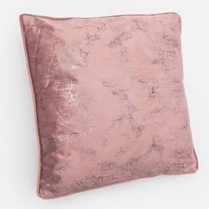 Perna decorativă velvet roz cu folie aurie argintie 45x45cm