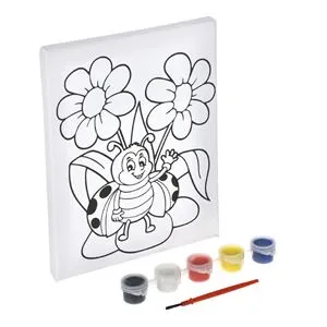 Set de pictura pe panza cu buburuza, 15x20 cm, culori acrilice si pensula