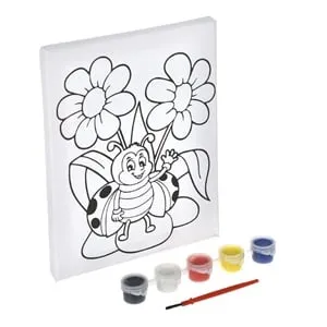 Set de pictura pe panza cu buburuza, 15x20 cm, culori acrilice si pensula – poza 2