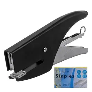 Capsator metalic negru cu 1000 capse de rezerva Nr. 6/4
