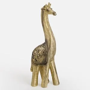 Girafa Decorativă Aurie 38cm cu Detalii Tropicale