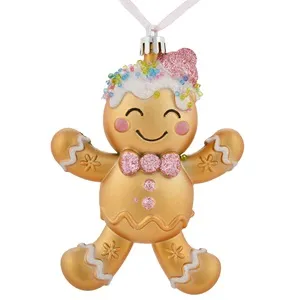 Figurina 3D Om de Turta Dulce cu Glitter Roz pentru Bradul de Craciun – poza 2