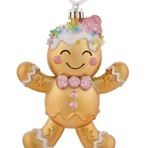Figurina 3D Om de Turta Dulce cu Glitter Roz pentru Bradul de Craciun – poza 3