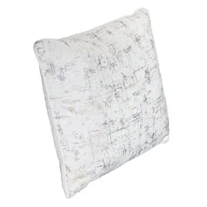 Perna Decorativa de Iarna Ecru Velvet cu Model din Folie Aurie 45x45cm