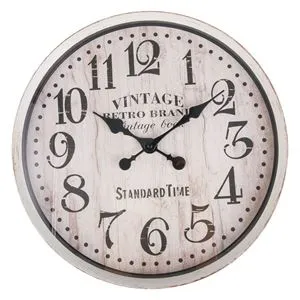 Ceas de Perete Vintage din Lemn cu Cadru Bej – Stil Retro