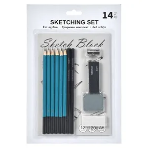 Set de schiță 14 piese cu bloc de desen A5 și accesorii – poza 3