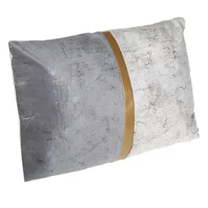 Pernă decorativă de iarnă, Velvet gri ecru cu model auriu, 50x30 cm