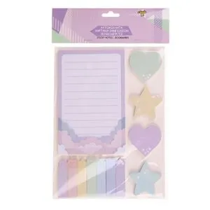 Set Note Adezive Pastel cu Modele Curcubeu, Nor, Stele și Inimioare - 480 buc
