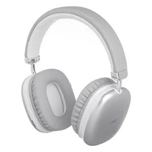 Căști audio Bluetooth argintii, ajustabile și rotative cu USB